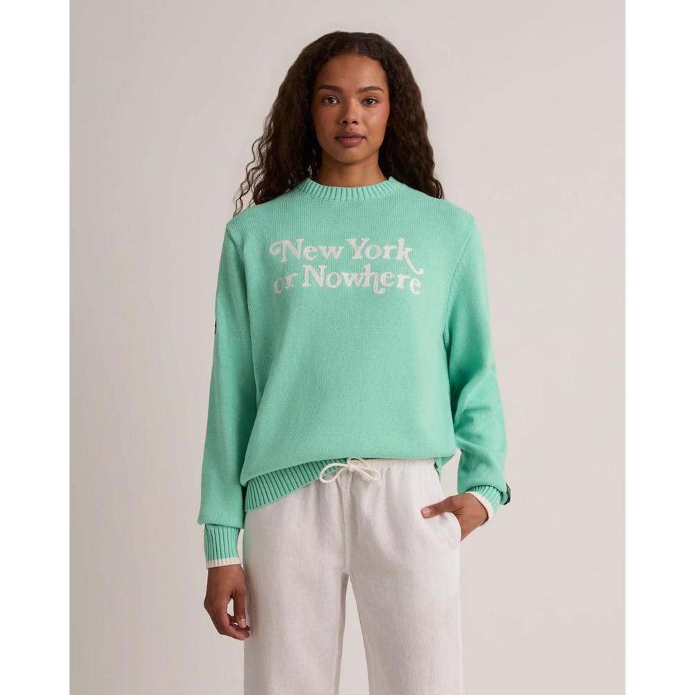 New York or Nowhere X WNBA Liberty Motto Sweater in Seafoam Green, Adult Medium